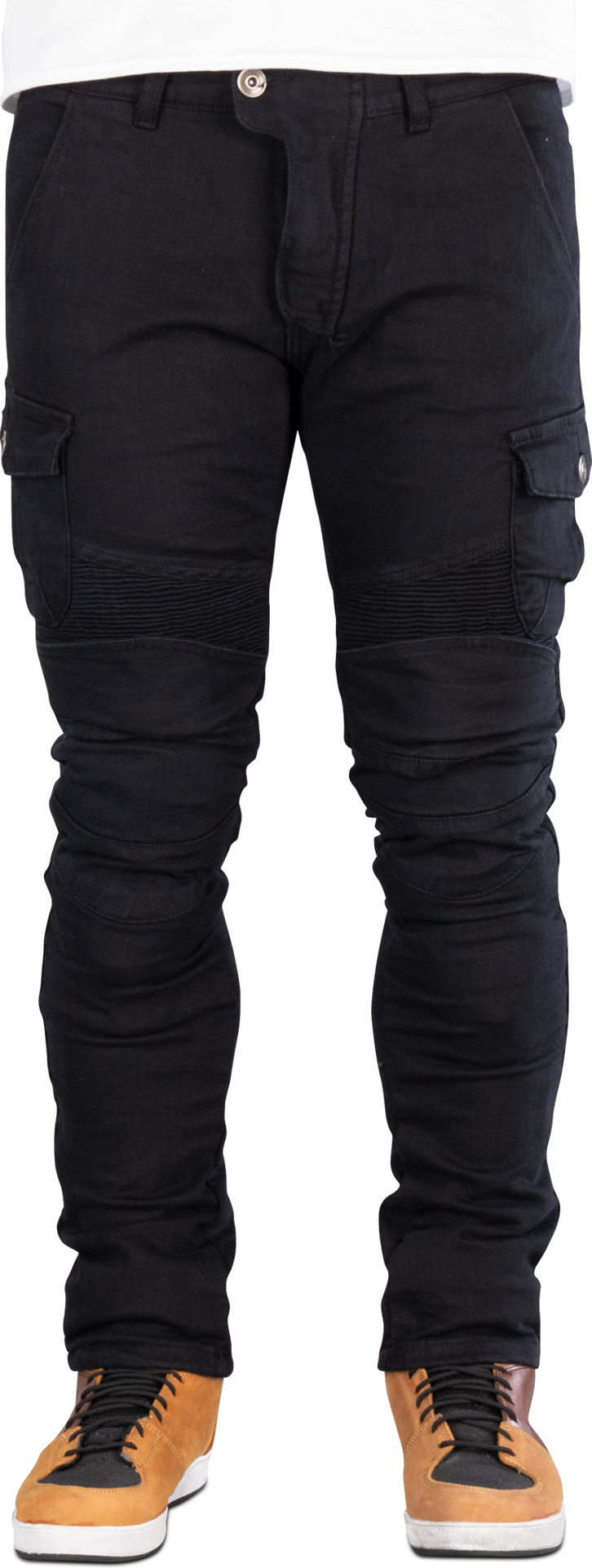 Course Pantaloni Cargo Moto  Wasteland Rinforzati in Aramide Tapered Fit Neri