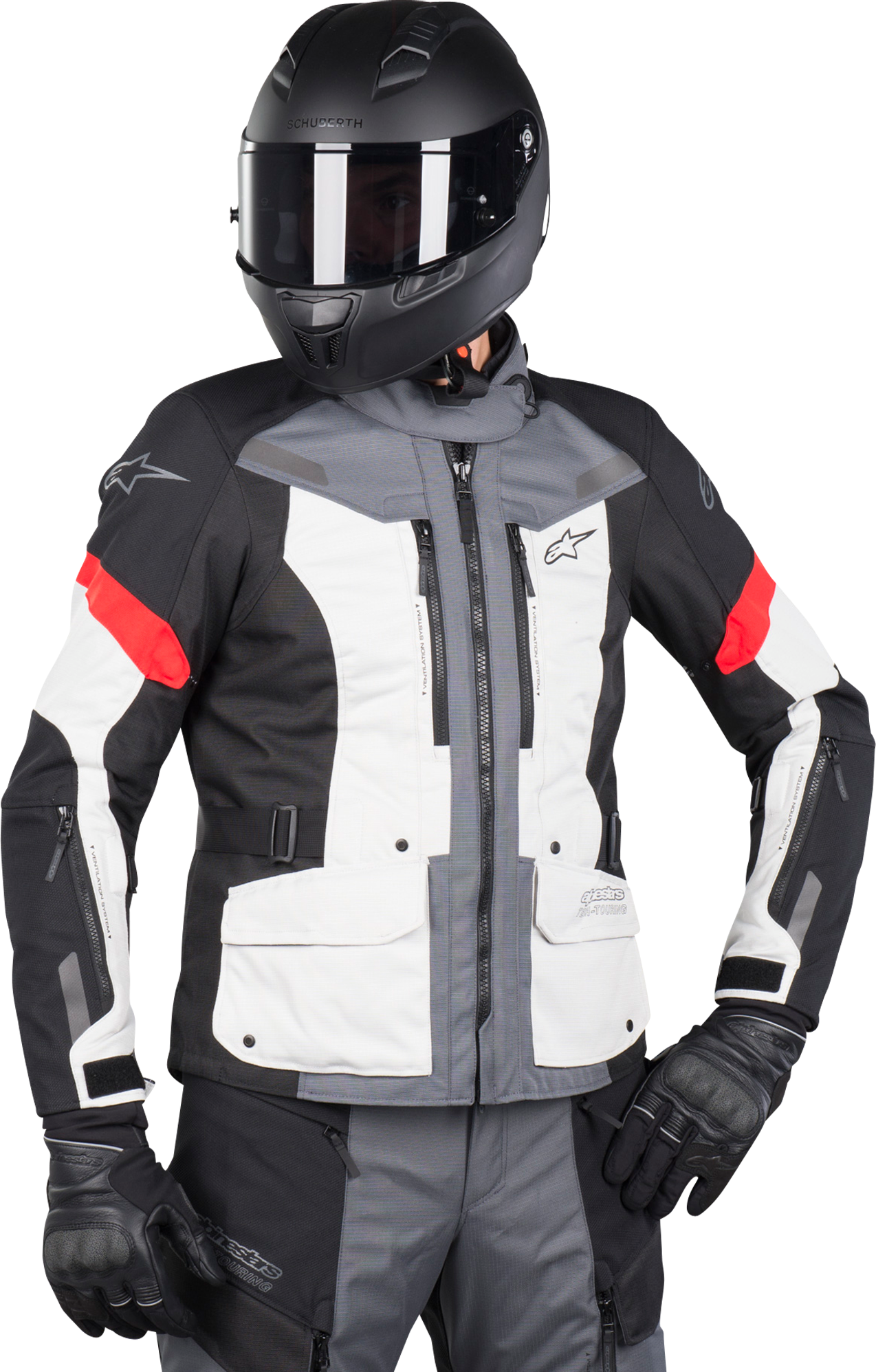 Alpinestars Giacca Moto  Stella Valparaiso V3 Drystar Grigio-Rosso Alpinestars Giacca Moto  Stella Valparaiso V3 Drystar Grigio-Rosso