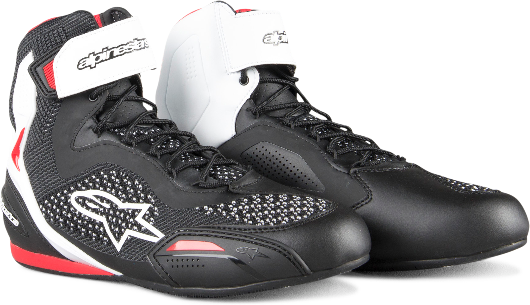 Alpinestars Scarpe Moto  Faster-3 Rideknit Nero-Bianco-Rosso Alpinestars Scarpe Moto  Faster-3 Rideknit Nero-Bianco-Rosso