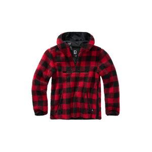 Brandit Giacca  Teddyfleece Worker Rosso-Nero