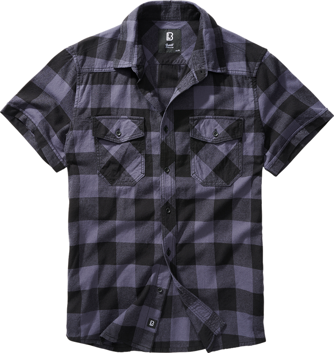 Brandit Camicia  Check Halfsleeve Nero-Grigio