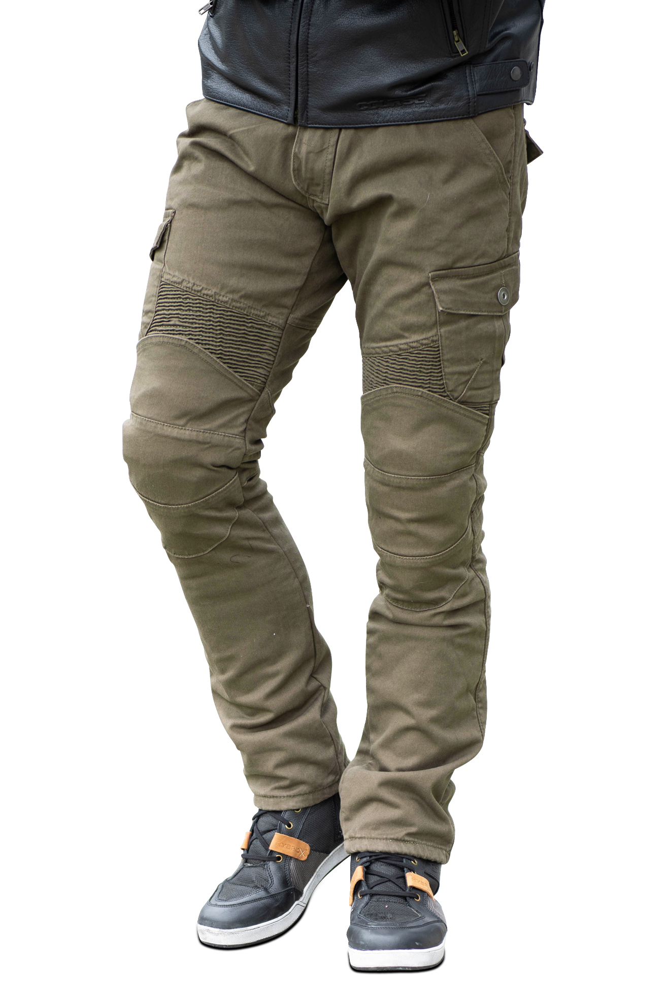 Course Pantaloni Cargo Moto  Wasteland Rinforzati in Aramide Tapered Fit Verde Oliva