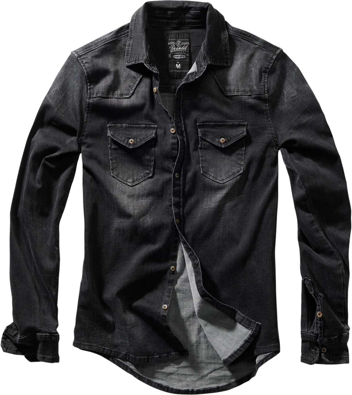 Brandit Camicia di Jeans  Riley Denim Nera