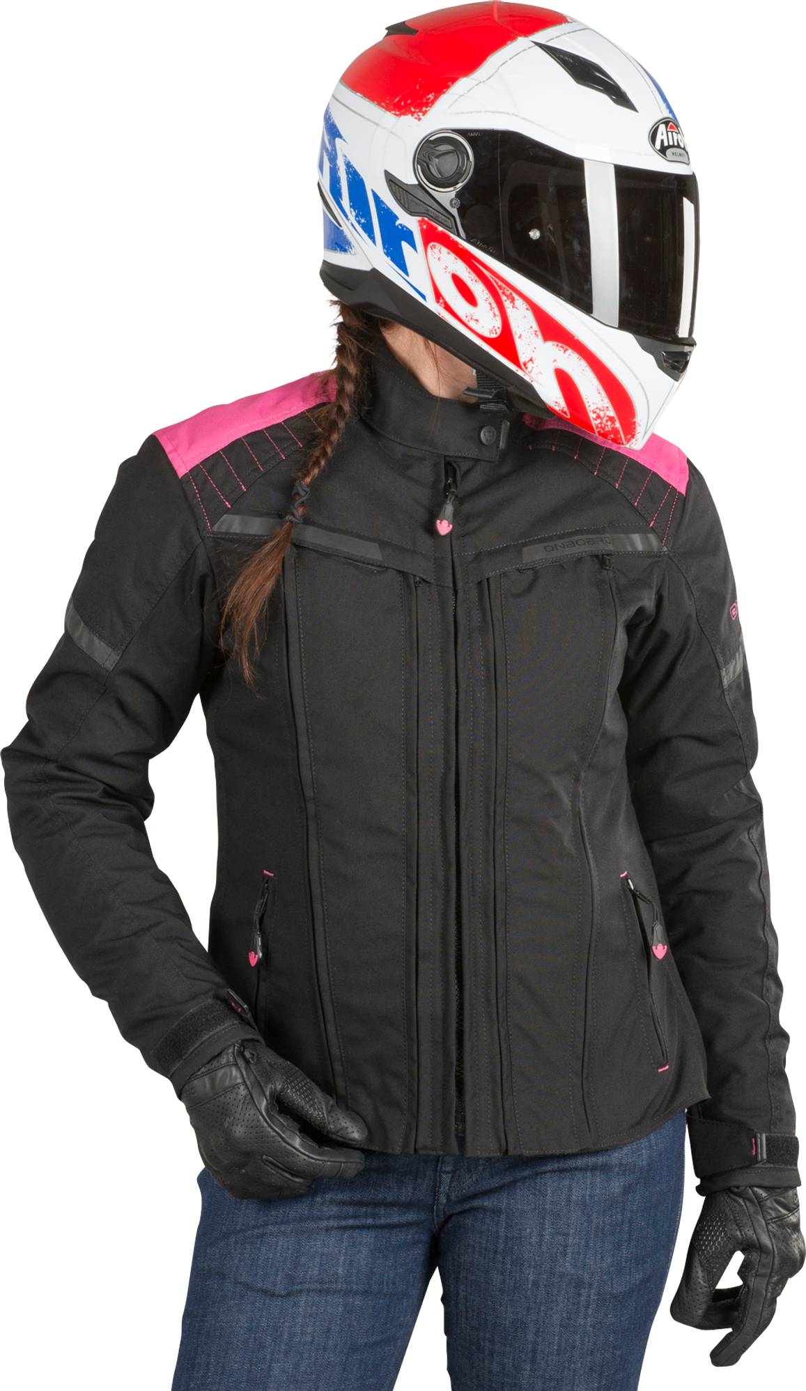 ON BOARD Giacca Moto Donna  Essence 4s Nero-Rosa