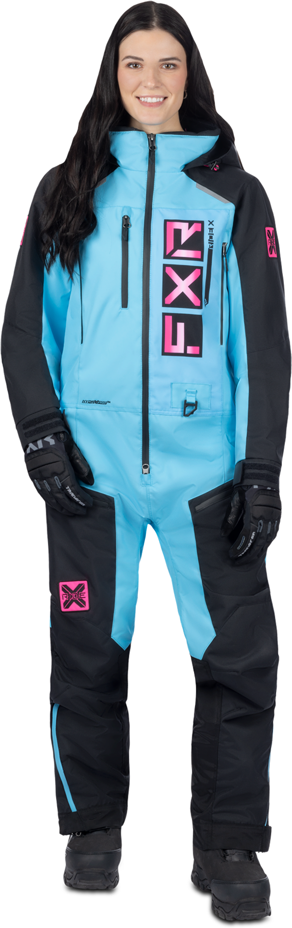 FXR Tuta Donna  Recruit Lite Nero-Blu Cielo-Rosa Elettrico