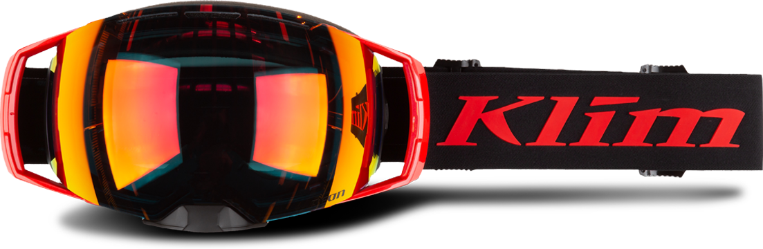 KLIM Maschera Snow  Aeon Goggle Tech Rosso Fuoco-Rosso Fumo Specchio