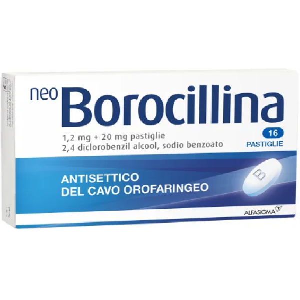 alfasigma spa neoborocillina antisettico orofaringeo 16 pastiglie 1,2 + 20mg