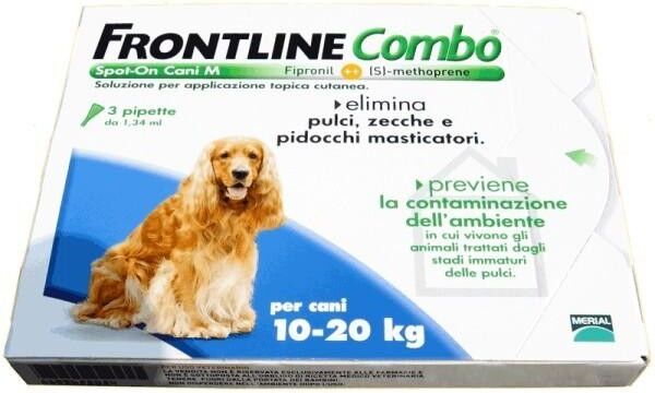 merial frontline combo antiparassitario per cani da 10-20kg (3 pipette)