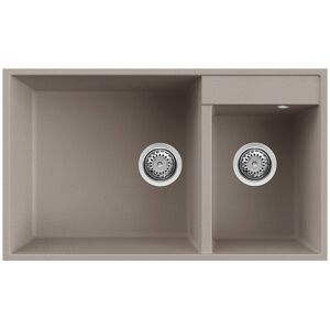 Elleci Lavello Incasso 2 vasche 78,5x47 Quadra 440 Sottotop Granitek Grigio Tortora LGQ44043BSO