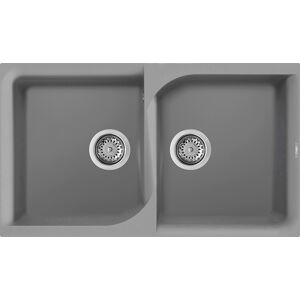 Elleci Lavello Incasso 2 vasche 86x50 Ego 450 Granitek Grigio Cemento LGE45048