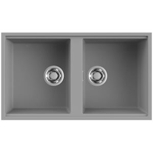 Elleci Lavello Incasso 2 vasche 83,6x48,8 Best 450 Sottotop Keratek Plus Grigio Light Grey LKB45097BSO