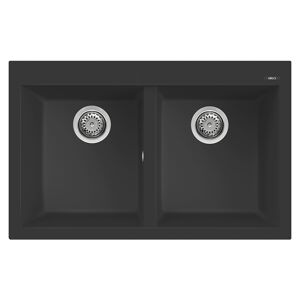 Elleci Lavello Incasso 2 vasche 79x50 Quadra 350 Granitek Nero LGQ35040