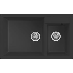 Elleci Lavello Incasso 2 vasche 81,5x50 Quadra 440 Granitek Nero LGQ44040