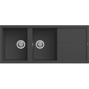 Elleci Lavello Incasso 2 vasche 116x50 Unico 500 Granitek Nero LGU50040