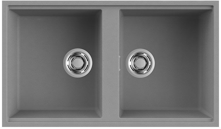 Elleci Lavello Incasso 2 vasche 83,6x48,8 Best 450 Sottotop Granitek Grigio Cemento LGB45048BSO