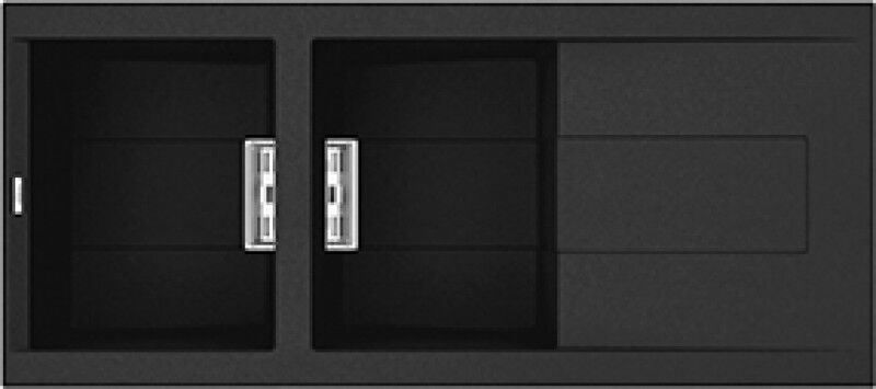 Elleci Lavello Incasso 2 vasche 116x51,5 Smart 500 Granitek Nero Full Black LGI50040SMT