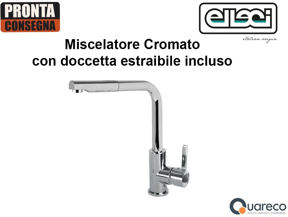 Elleci Rubinetto Miscelatore Cucina monocomando doccetta estraibile Cromato MIKC02CR