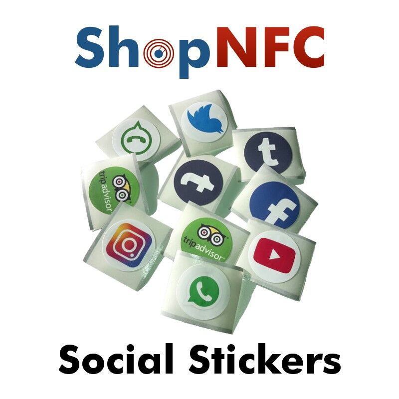 tag nfc ntag213 adesivi con loghi social