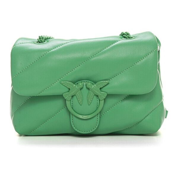 pinko borsa in pelle piccola love puff-mini verde donna uni