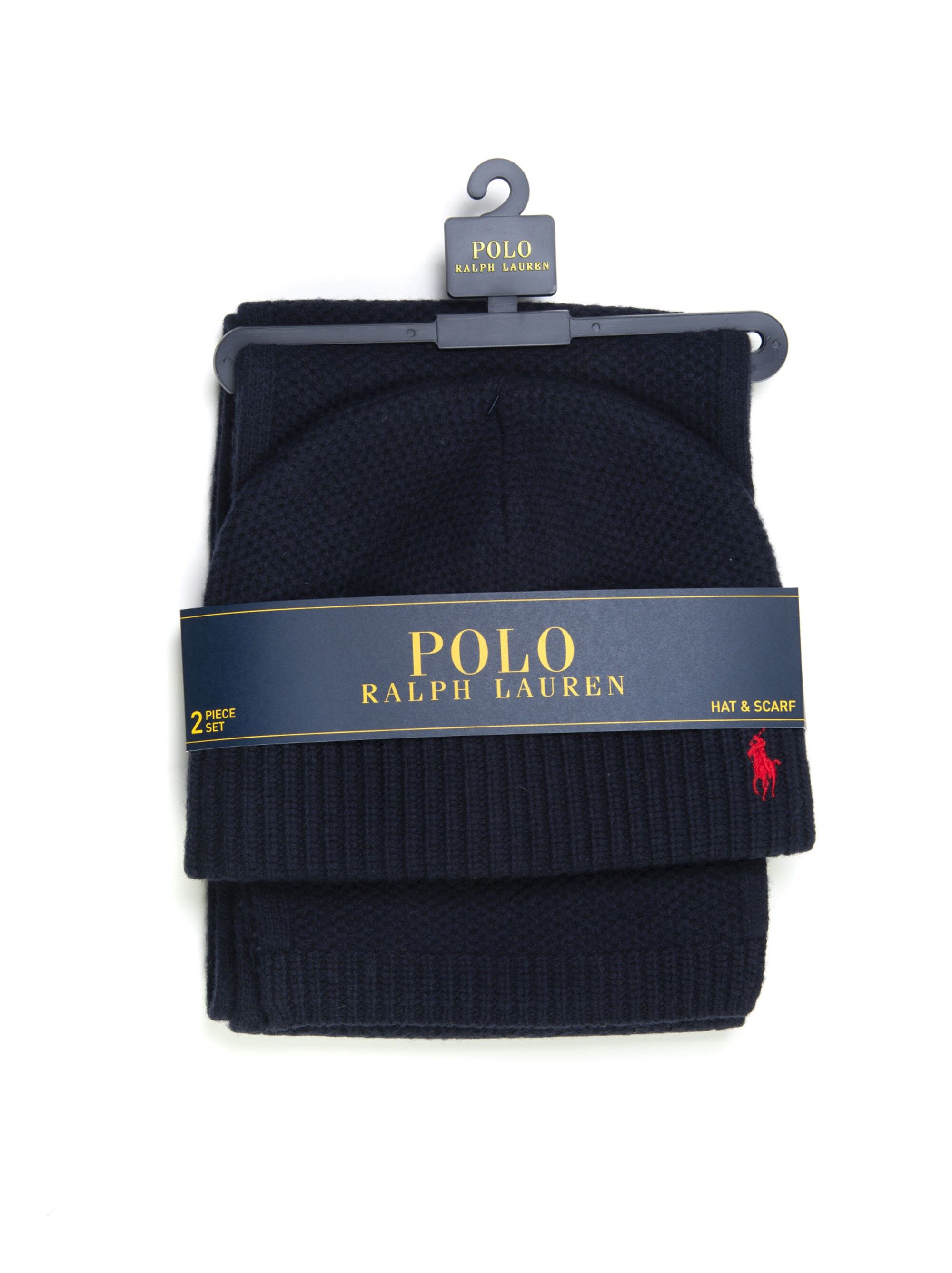 Ralph Lauren Set Sciarpa e Cappello Blu Uomo UNI