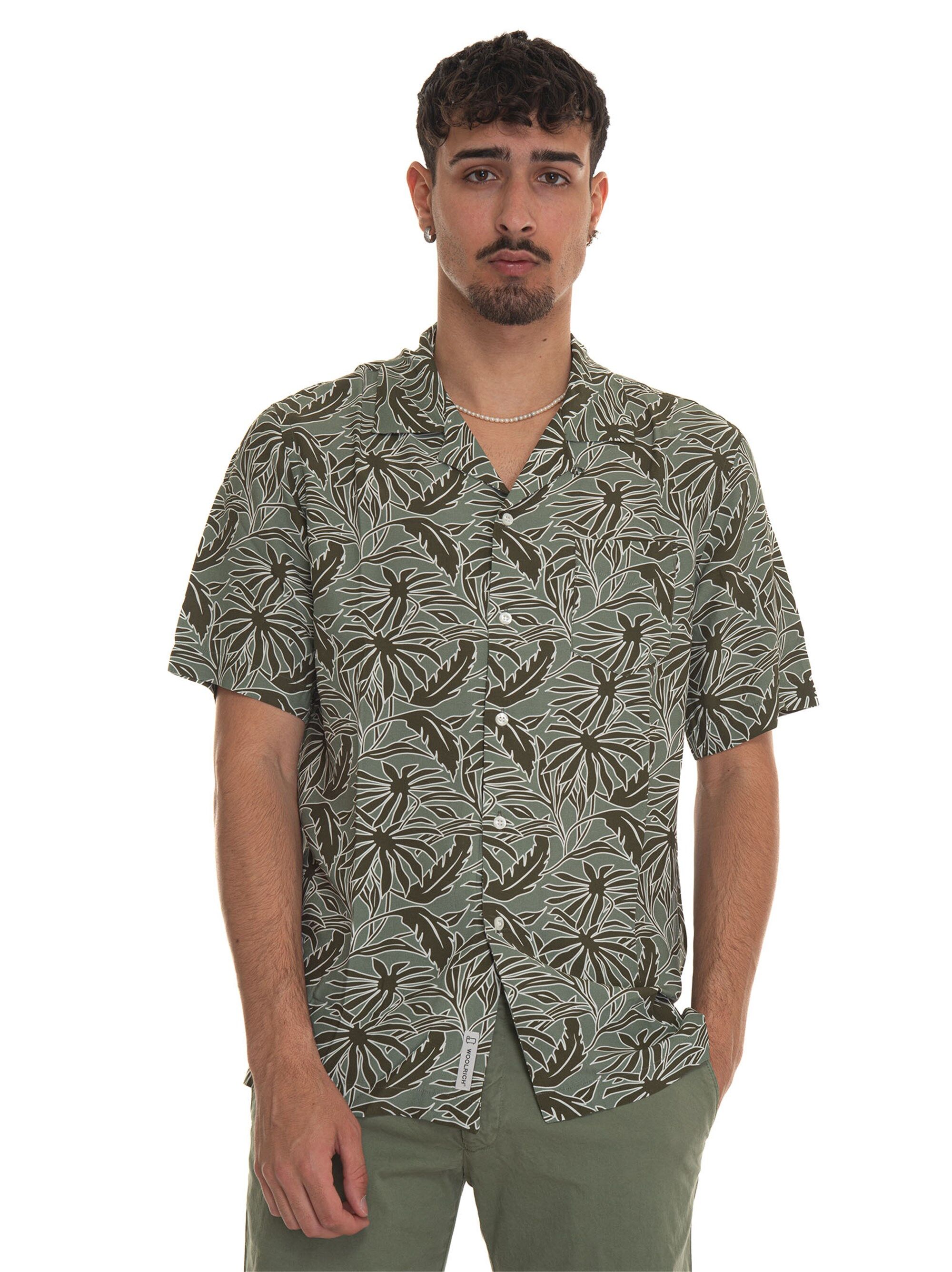 Woolrich Camicia casual TROPICAL PRINT BOWLING SHIRT Verde Uomo M