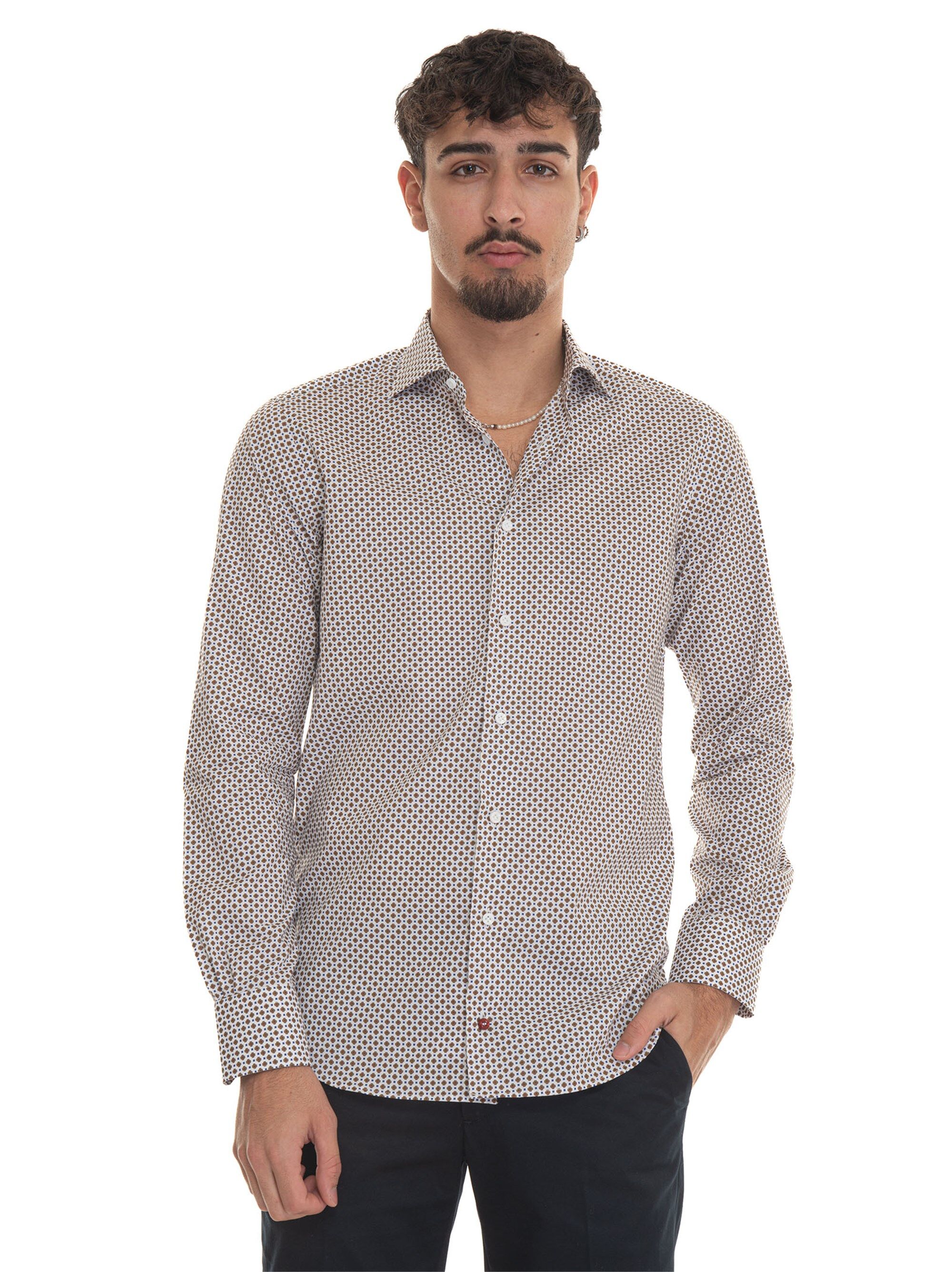 Carrel Camicia classica da uomo Bianco-beige Uomo 43