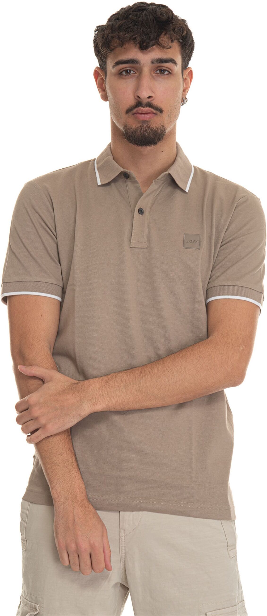 Boss Polo in cotone piquet Beige Uomo L