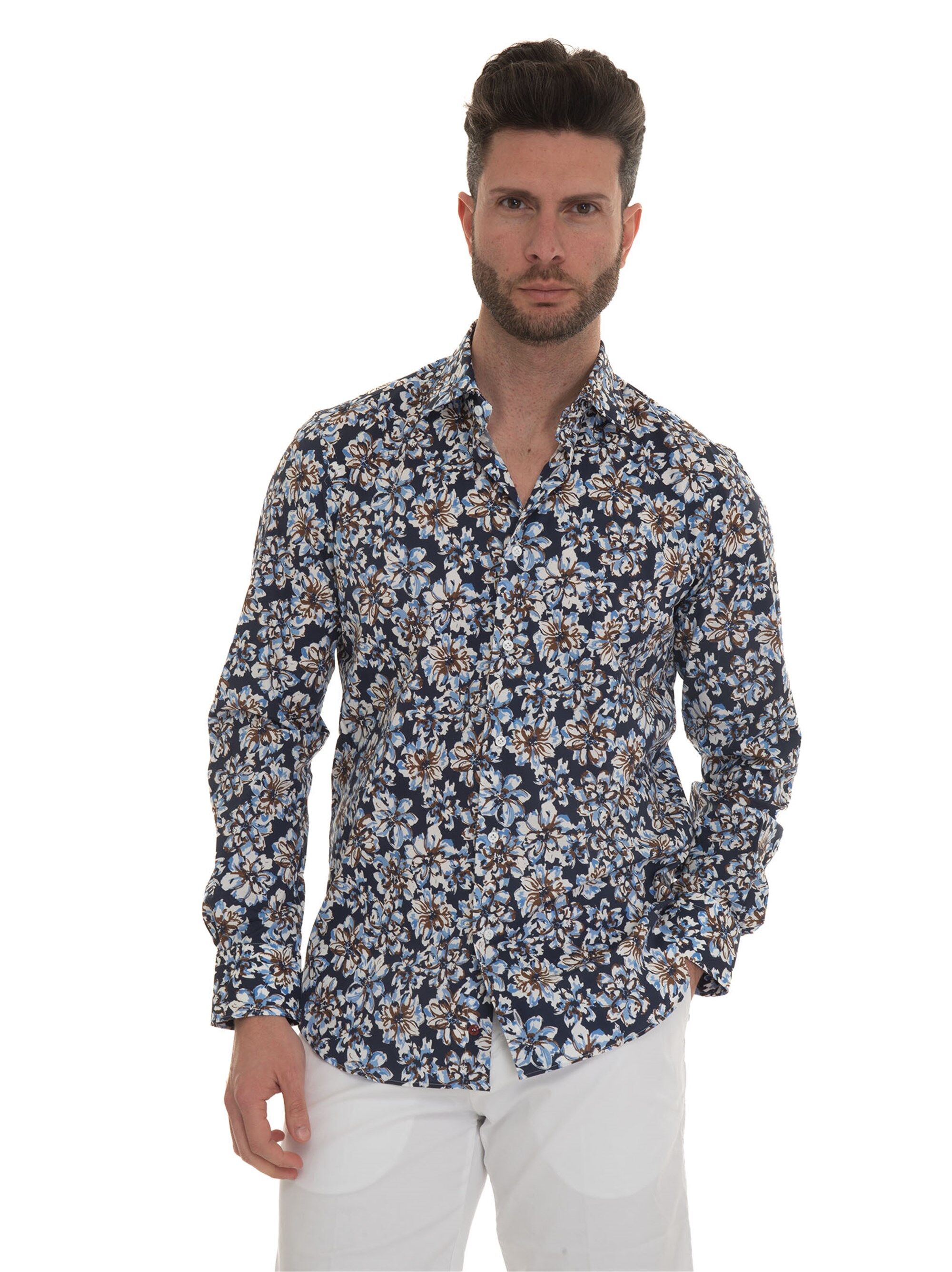 Carrel Camicia casual Blu-marrone Uomo 42