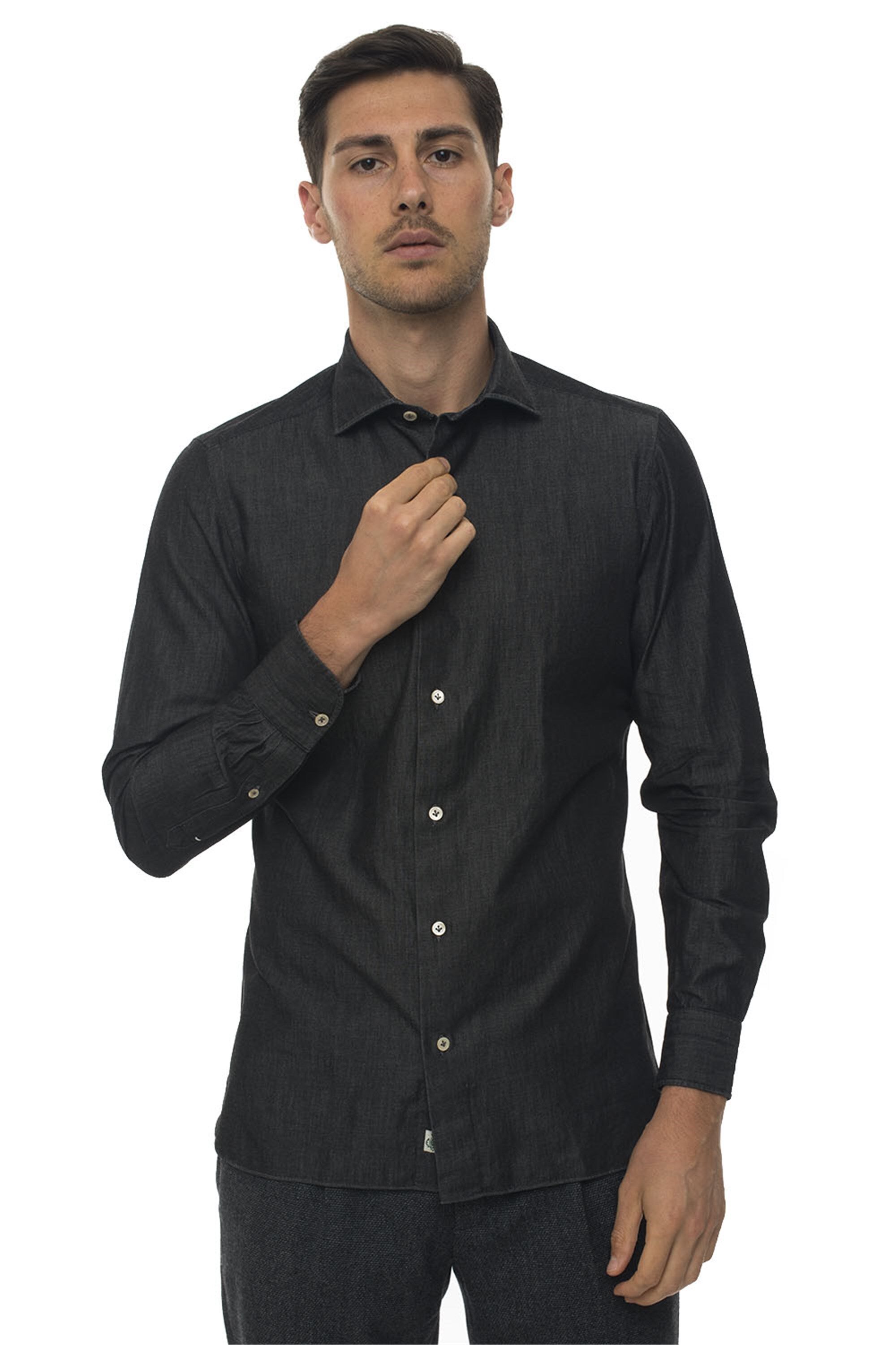 Luigi Borrelli Camicia casual Denim nero Uomo 45