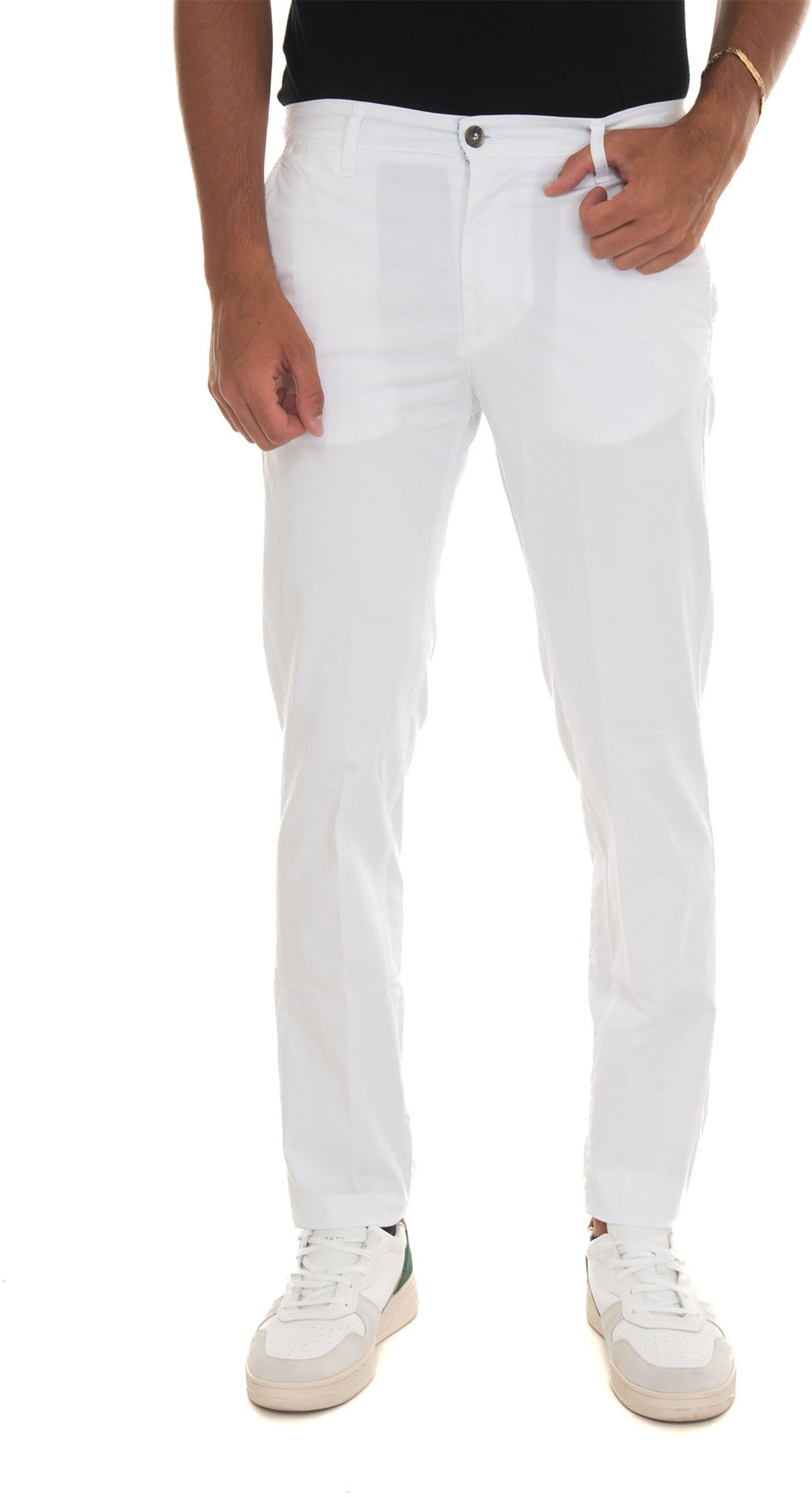 Quality First Pantalone in cotone Bianco Uomo 48