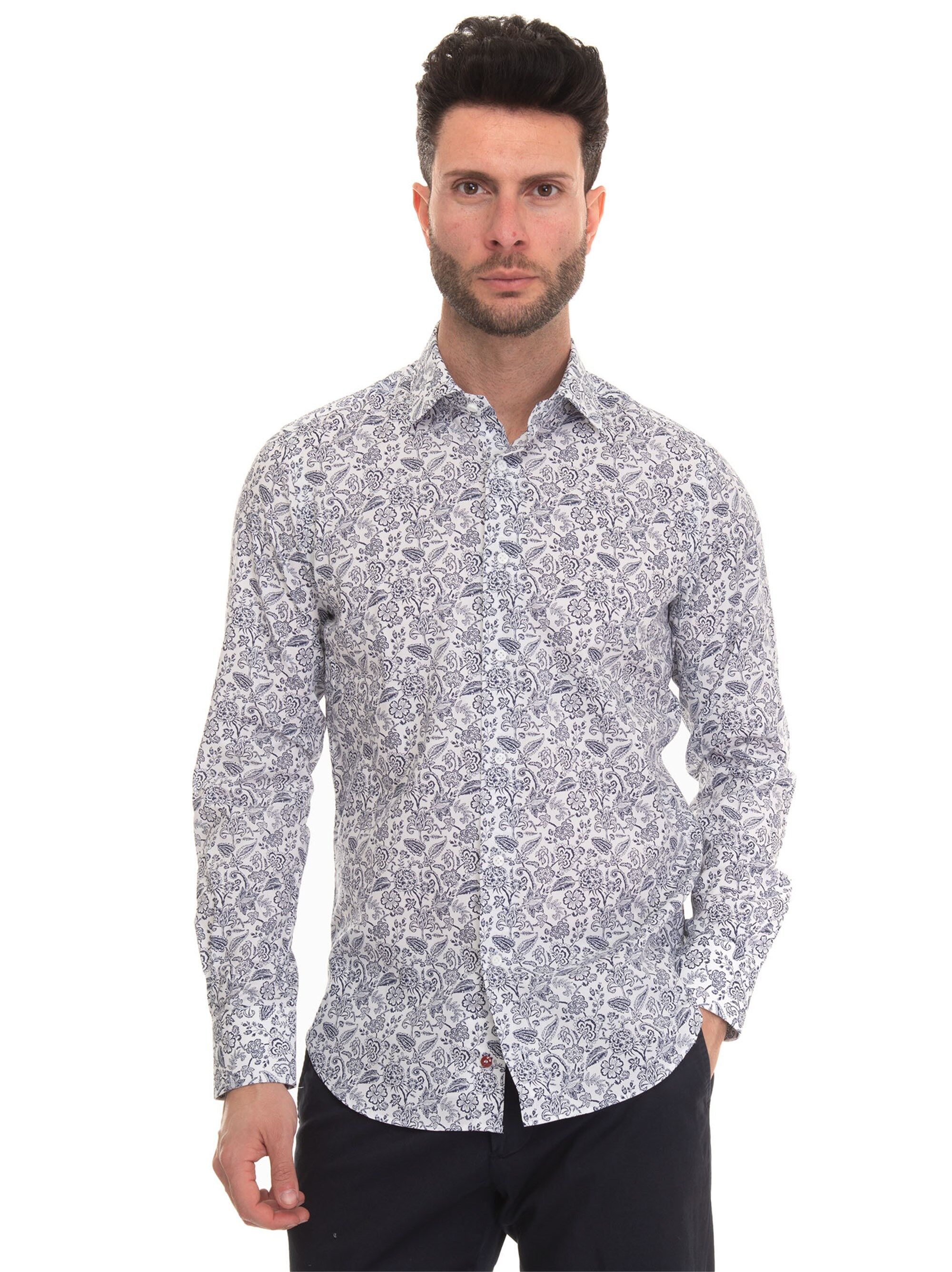 Carrel Camicia casual Bianco-blu Uomo 42