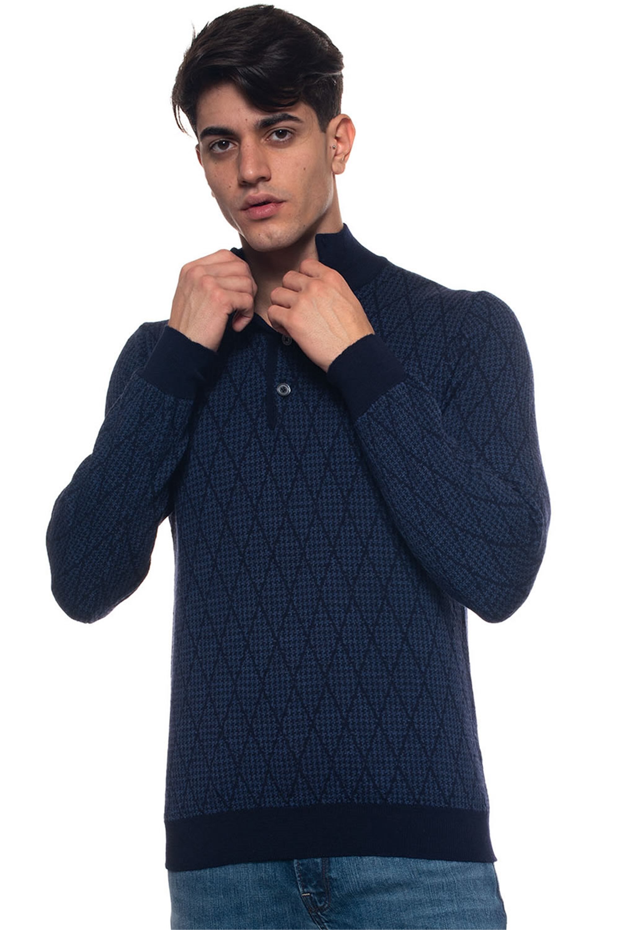 Andrea Fenzi Pullover 4 bottoni Blu Uomo 48