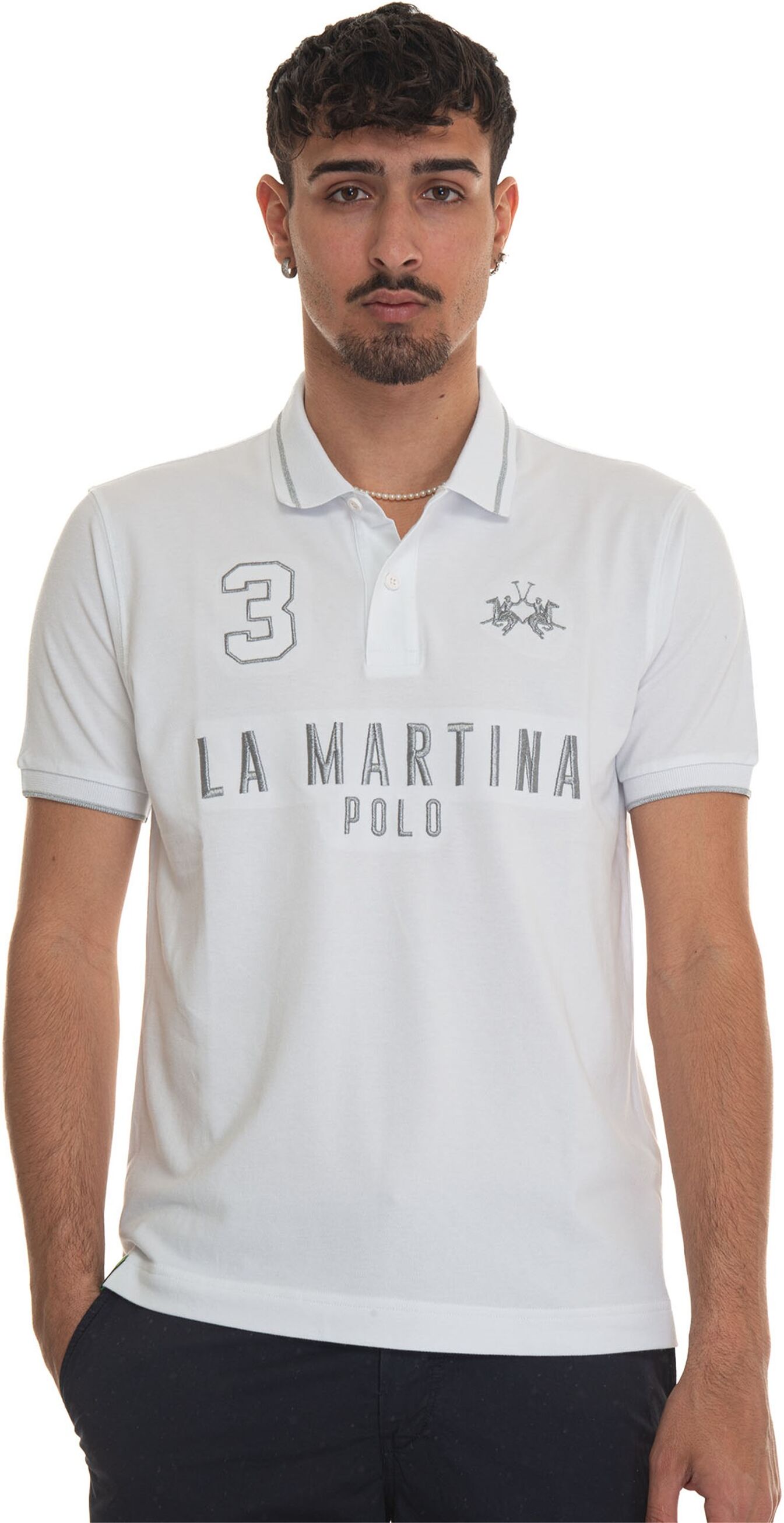 La Martina Polo in cotone piquet Yeshayahu Bianco Uomo L