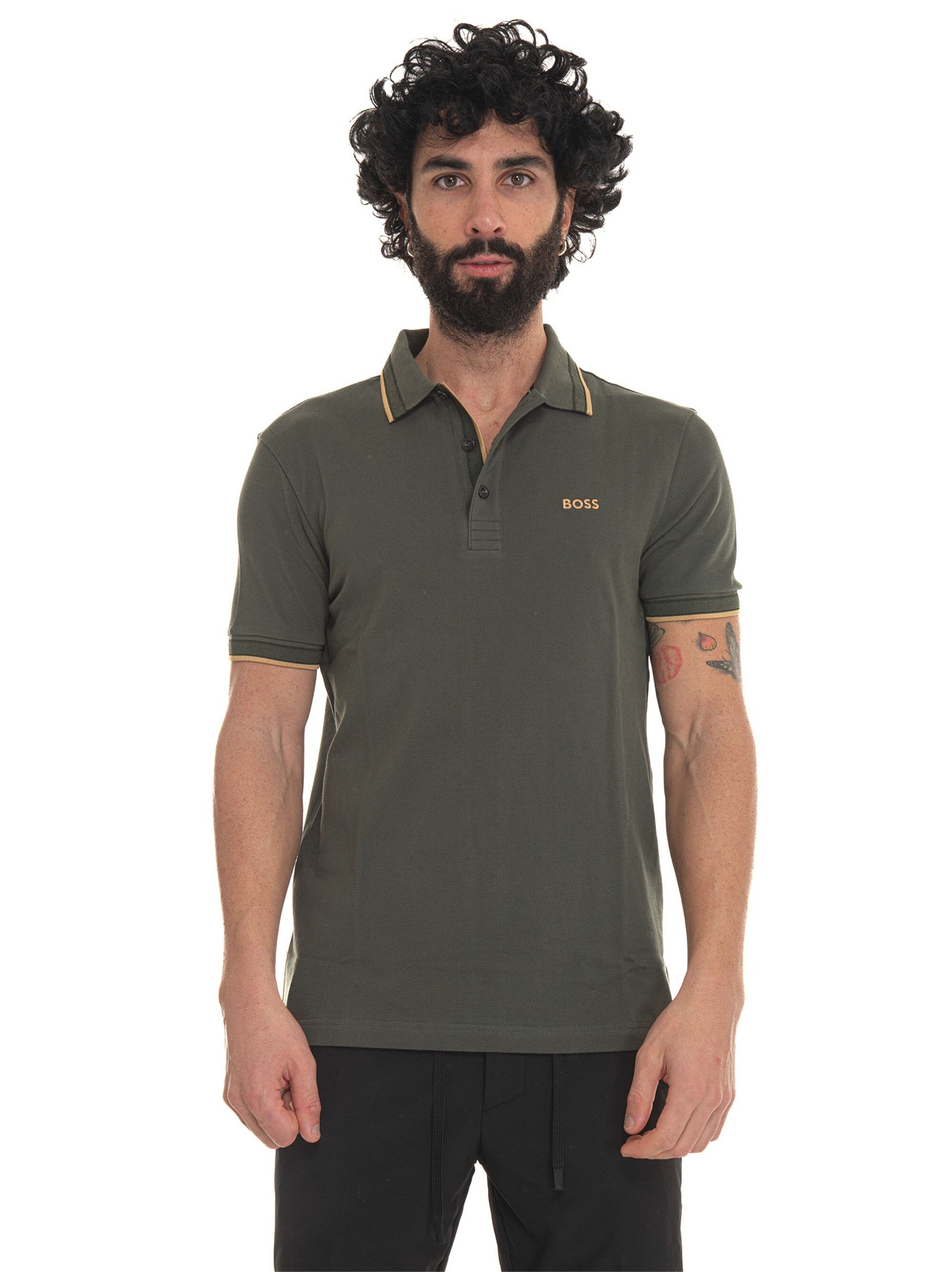 Boss Polo manica corta Verde militare Uomo XL