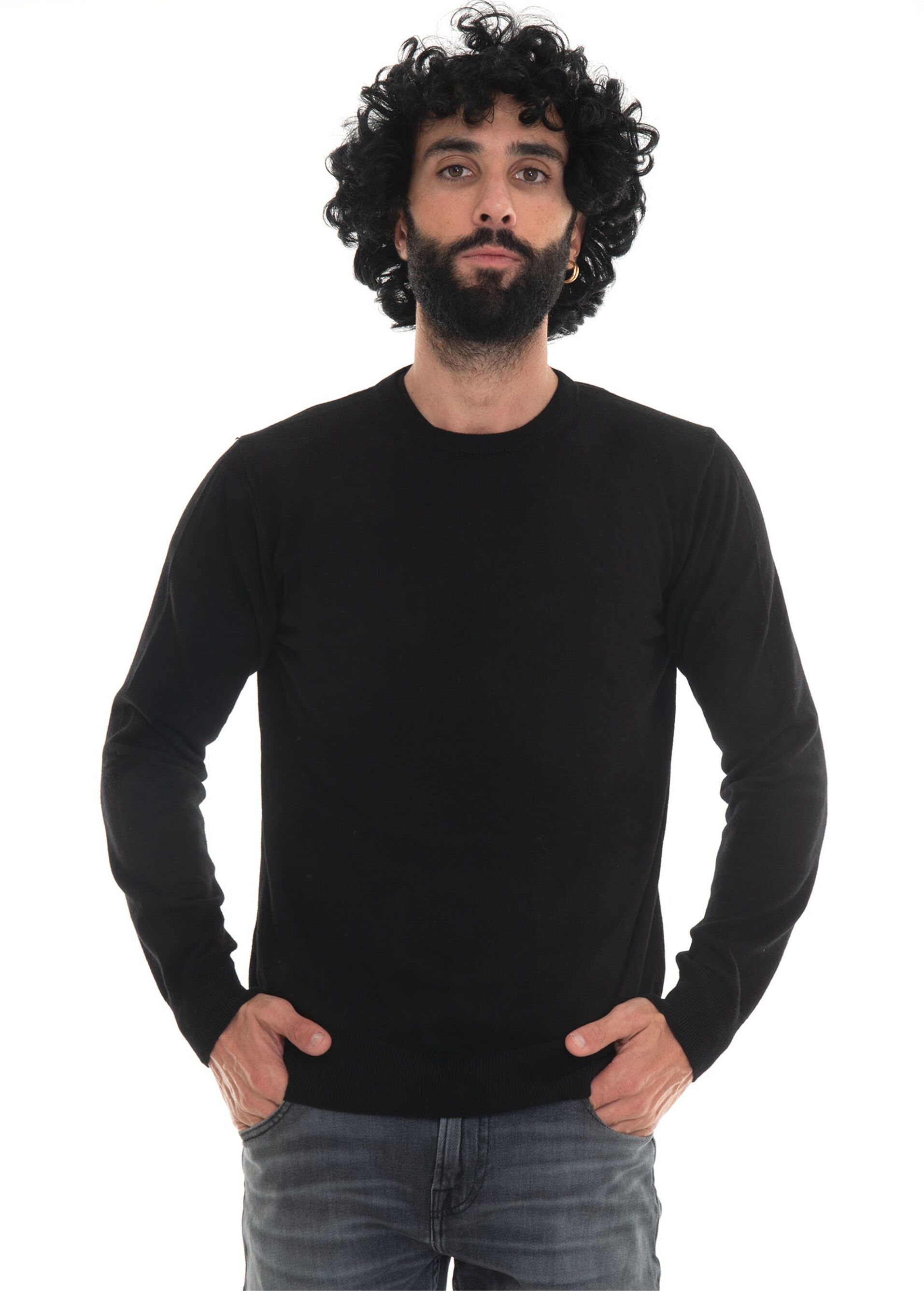 Quality First Pullover girocollo Nero Uomo M