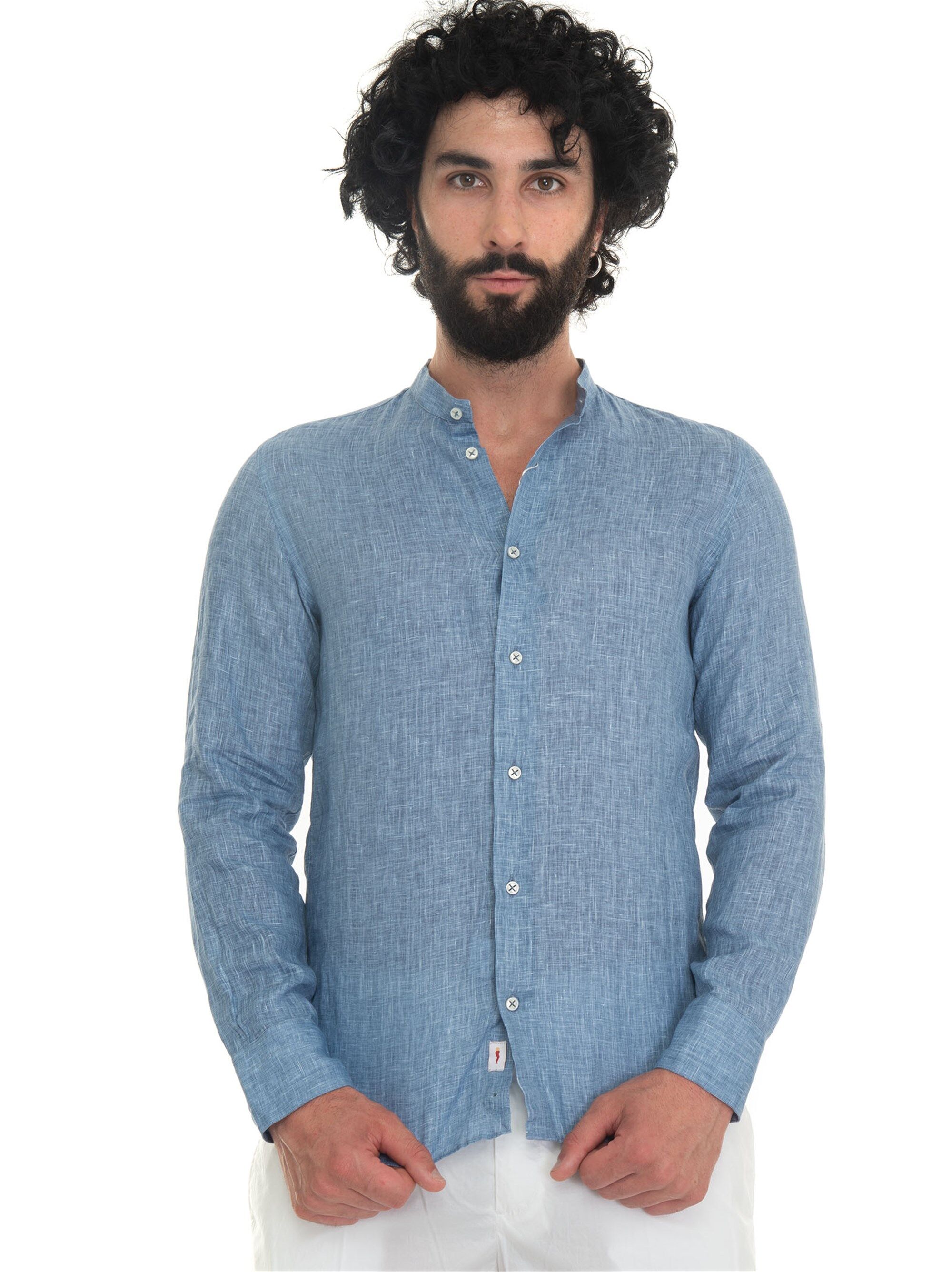 Vincenzo De Lauziers Camicia di lino guru Denim Uomo XL