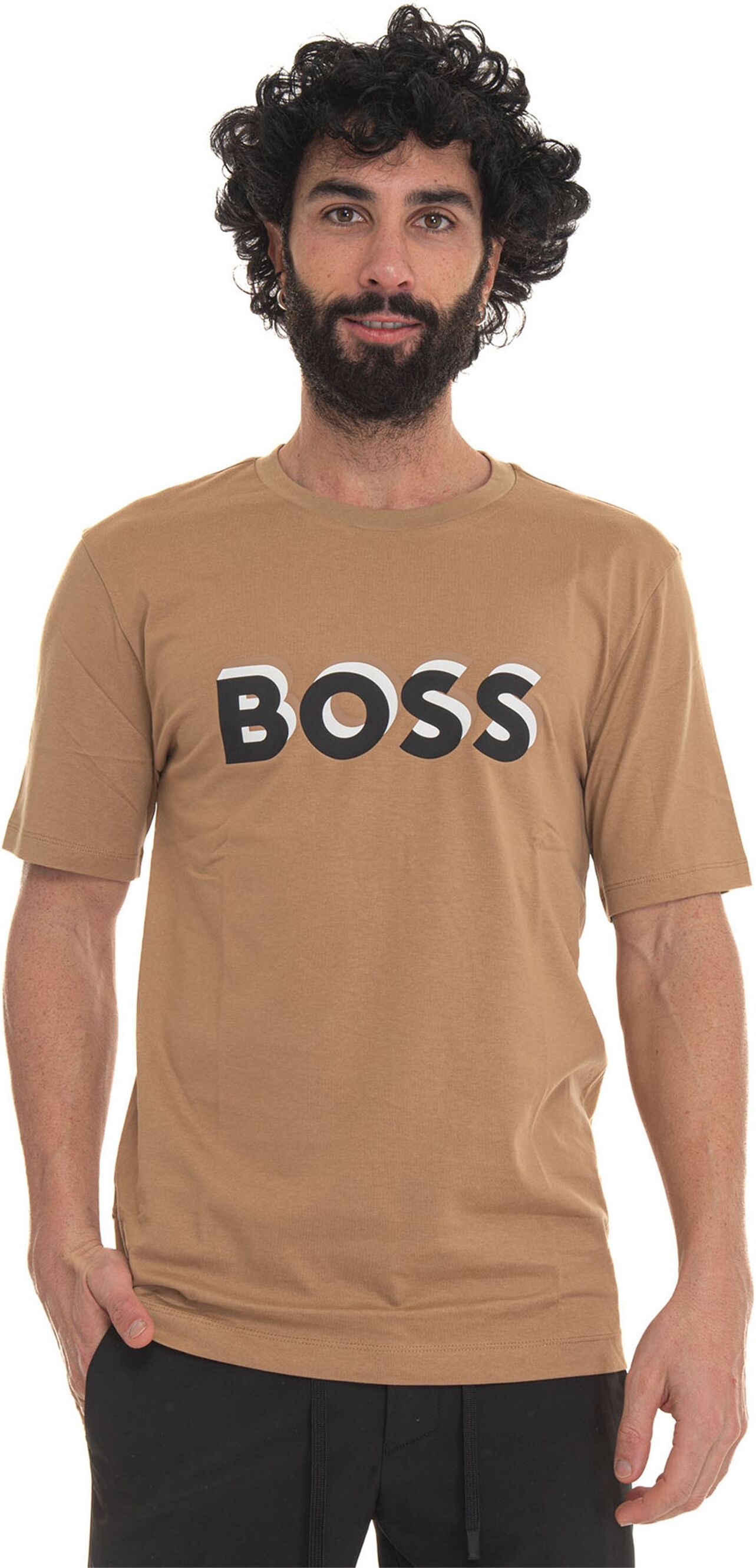 Boss T-shirt girocollo mezza manica Beige Uomo M