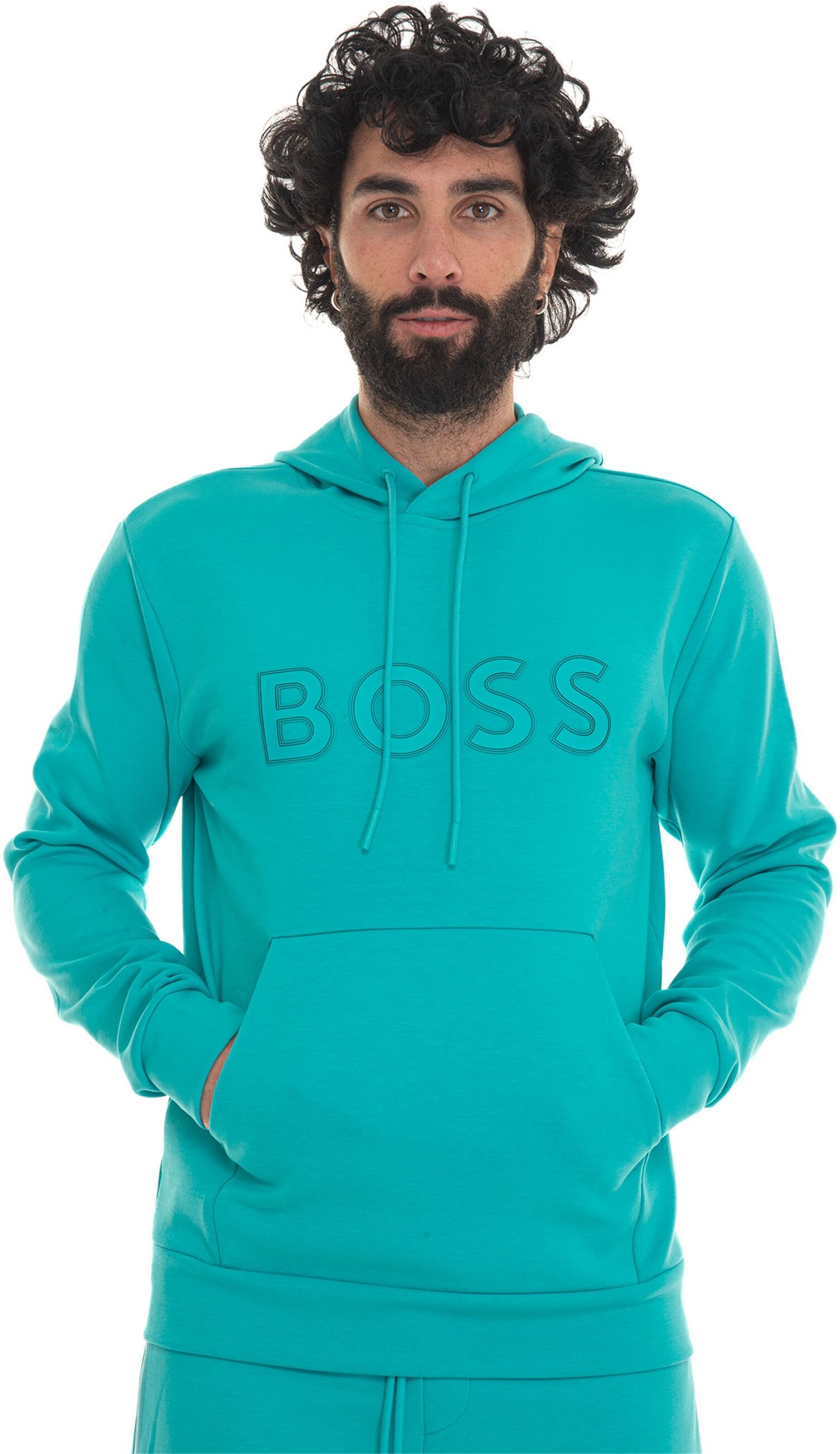 Boss Felpa con cappuccio Turchese Uomo L