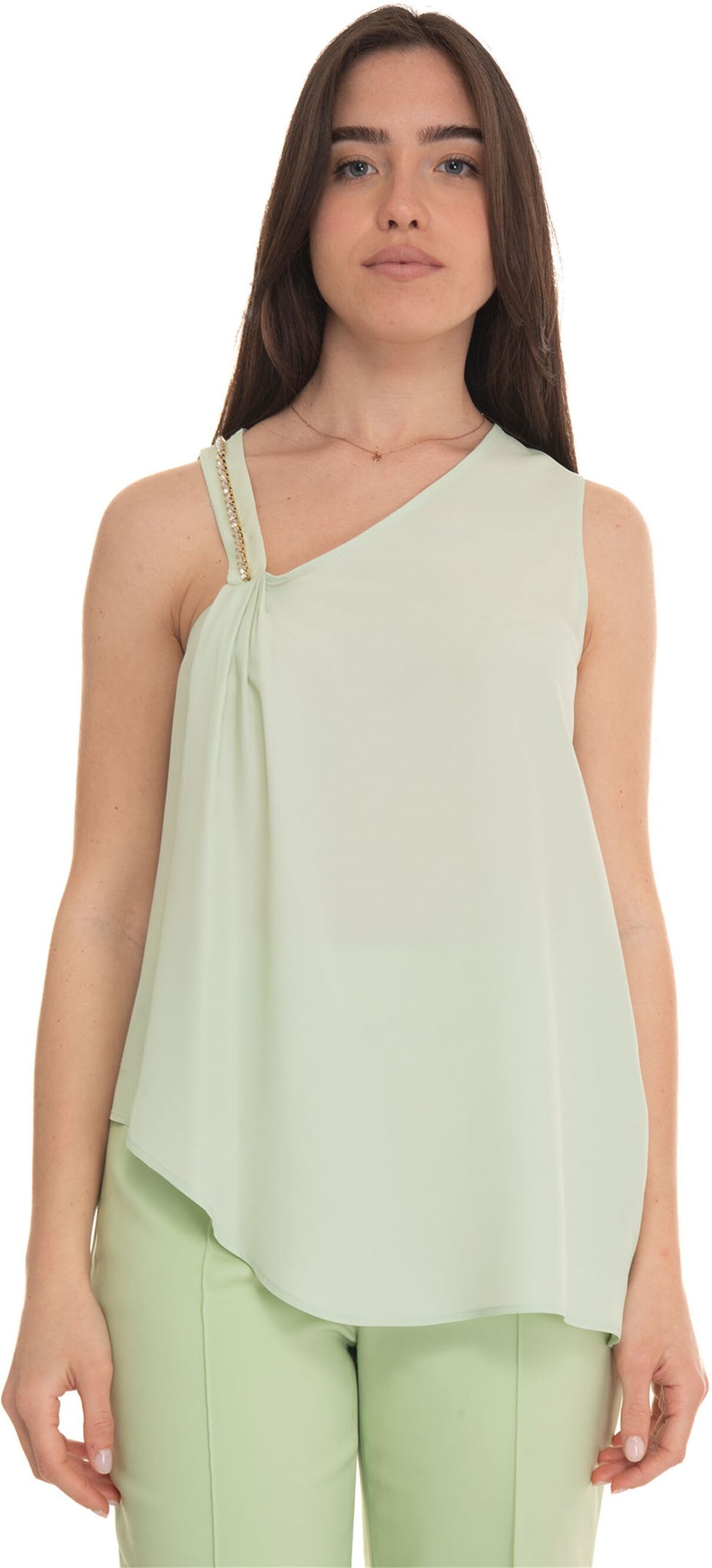 Liu Jo Top asimmetrico Verde Donna 42