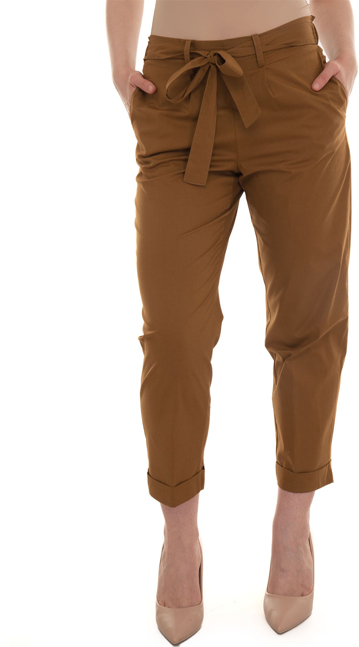 Maria Bellentani Pantalone morbido Tabacco Donna 42