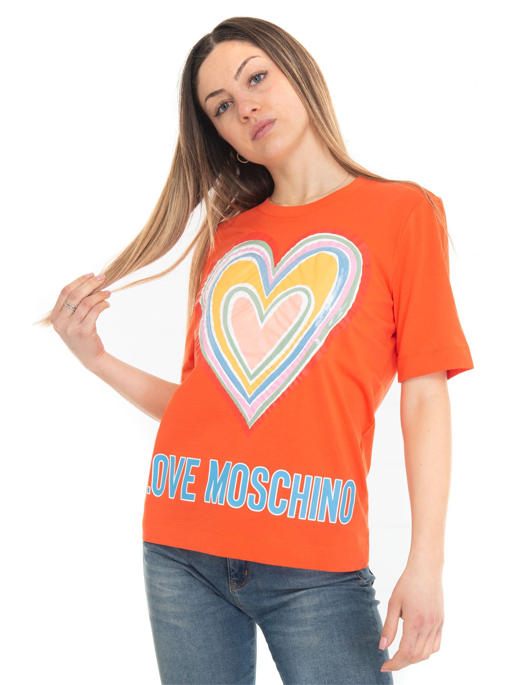 Love Moschino T-shirt girocollo Arancio Donna 42