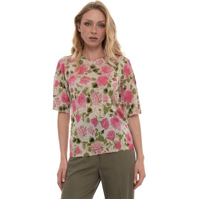 Liu Jo T-shirt Bianco-rosa-verde Donna L Liu Jo T-shirt Bianco-rosa-verde Donna L