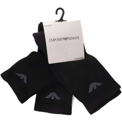 Giorgio Armani Set 3 Calzini Nero Uomo UNI Giorgio Armani Set 3 Calzini Nero Uomo UNI