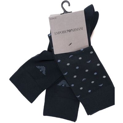 Giorgio Armani Set 3 Calzini Blu Uomo UNI Giorgio Armani Set 3 Calzini Blu Uomo UNI