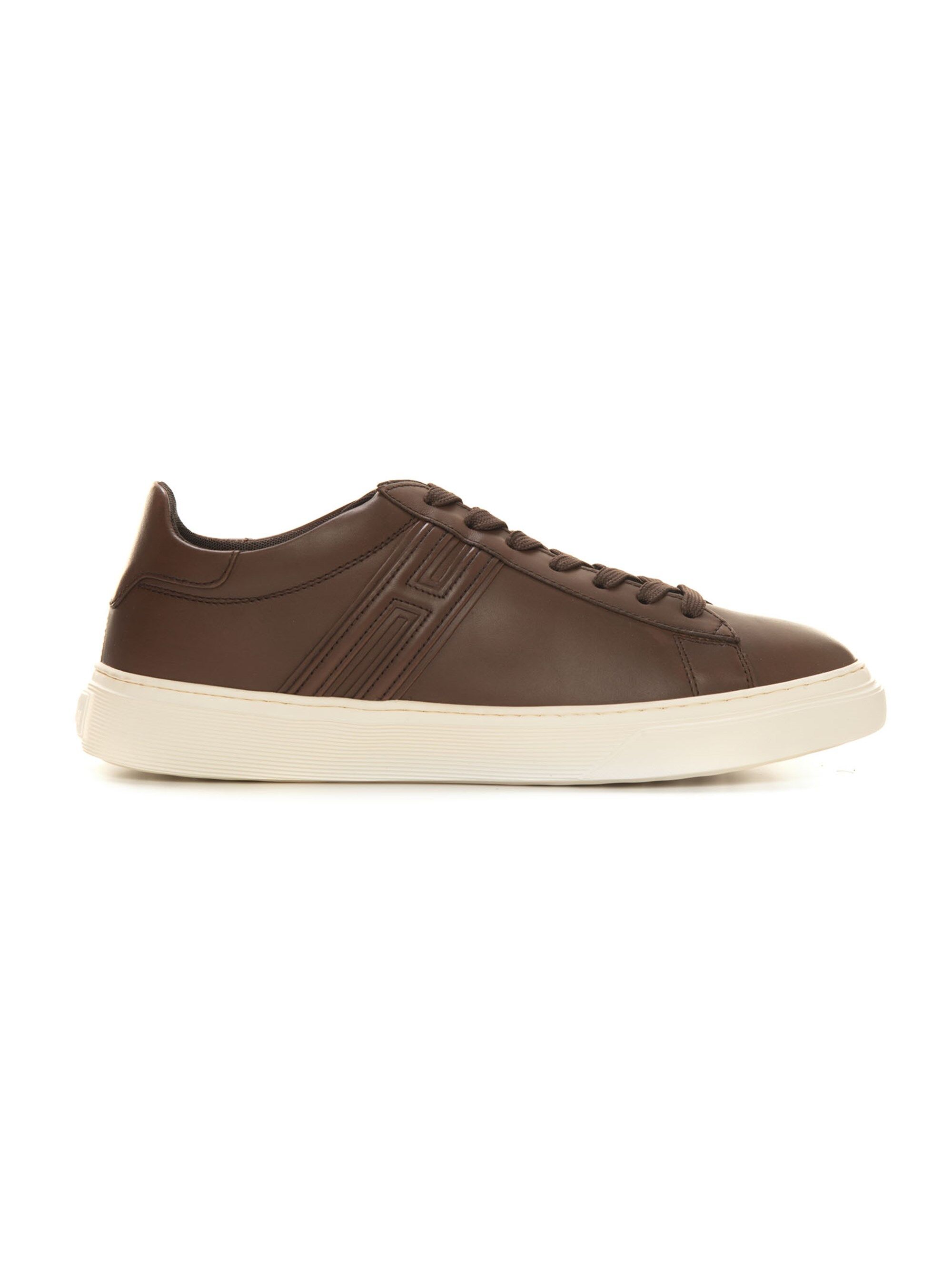 Hogan Sneakers in pelle con lacci H365 Marrone Uomo 10