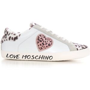 Love Moschino Sneakers con lacci Bianco-rosa Donna 39