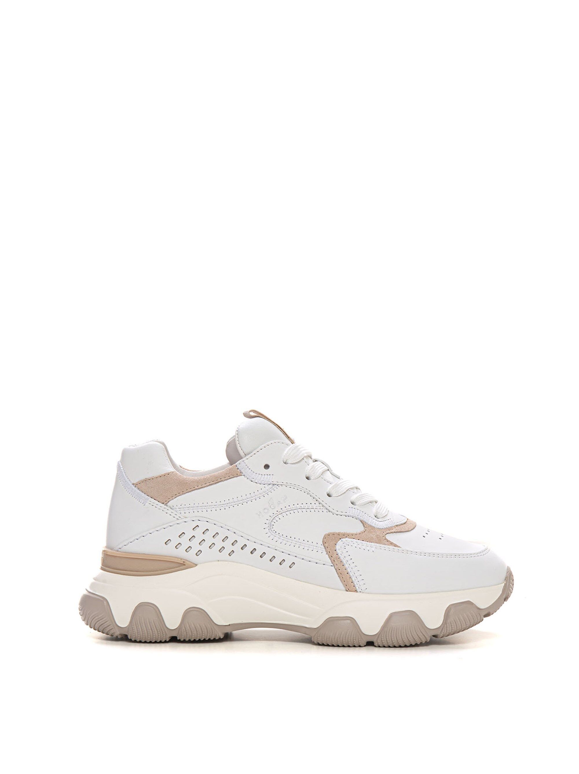 Hogan Sneakers con rialzo allacciata Hyperactive Bianco-beige Donna 38