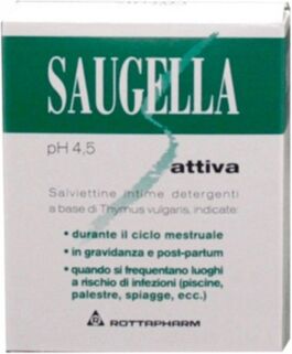 Saugella Linea Attiva Verde Detergente Intimo Delicato 10 Salviettine Morbide