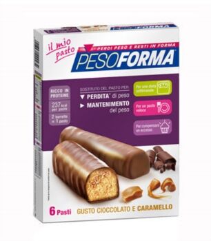 pesoforma linea alimentazione dietetica 12 barrette cioccolato e caramello