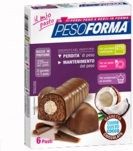 pesoforma linea alimentazione dietetica 12 barrette cioccolato cuore cocco